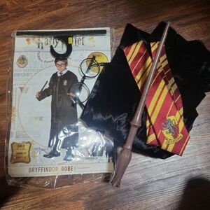Gryffindor Robe Kids Costume with Wand and Glasses